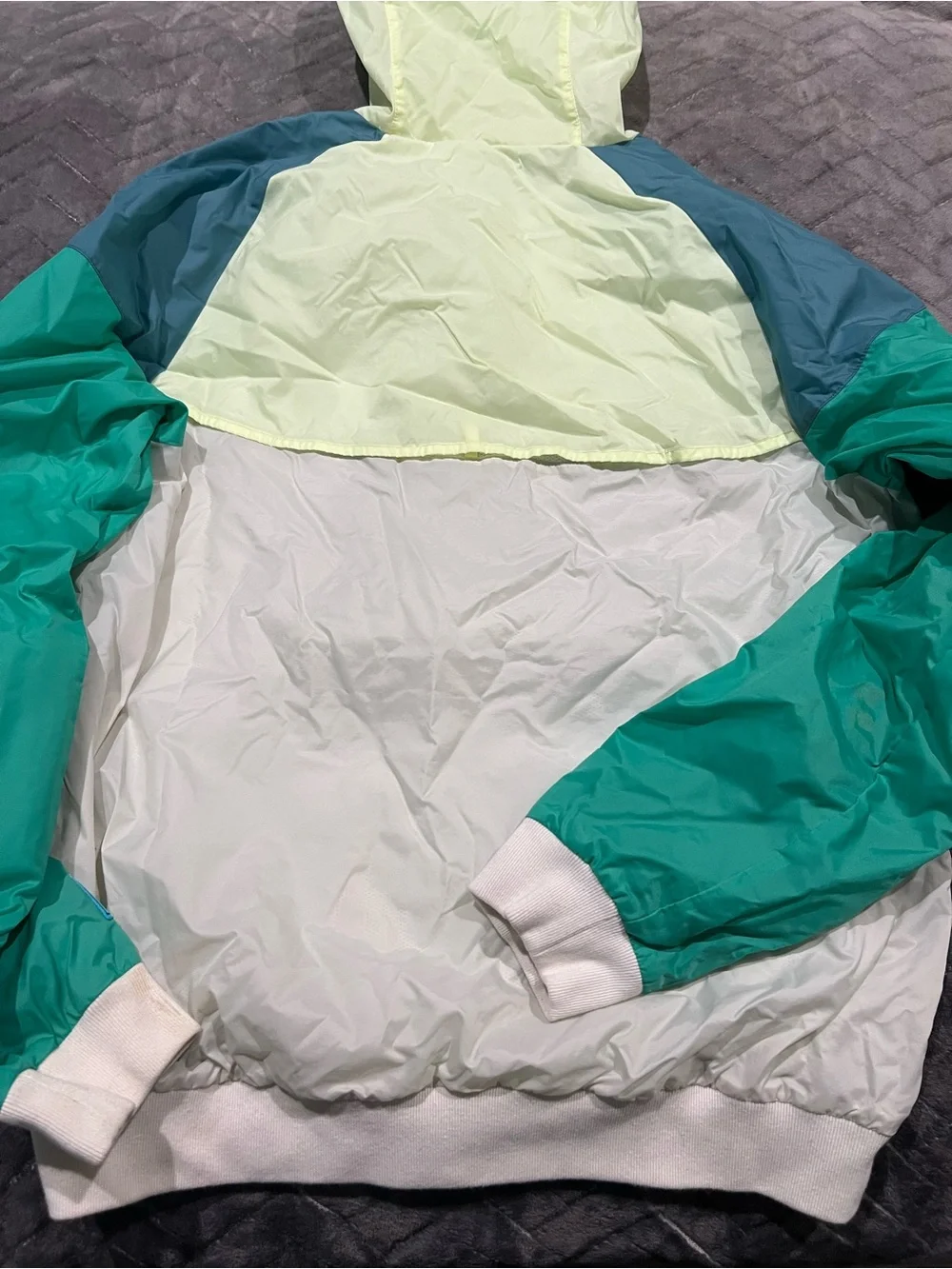 used Nike Colorblock Windbreaker Jacket - Teal, Light Yellow, White